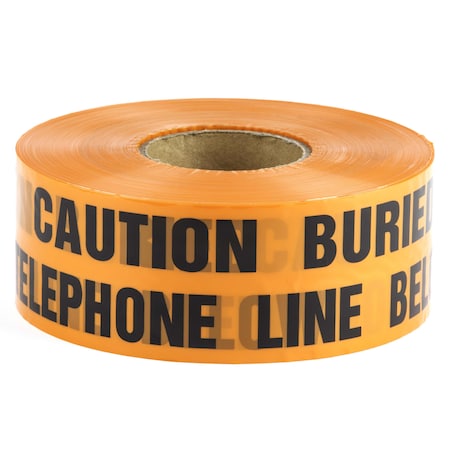 Dottie Underground Warning Tape, Caution Buried Telephone Line Below, Orange, Polyethylene UT17D